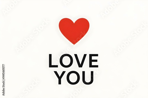 Obraz na płótnie A red heart above the phrase LOVE YOU in bold black letters on a light background. Concept Valentine's Day Design, Heart Symbolism, Romantic Text, Eye-Catching Graphics, Love Expression w salonie