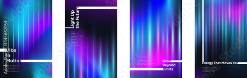 Futuristic glowing light beams on dark gradient background. Abstract neon stripes, laser rays and motion streaks. Bright energy flare effect. Modern vector design for tech, music or event poster.