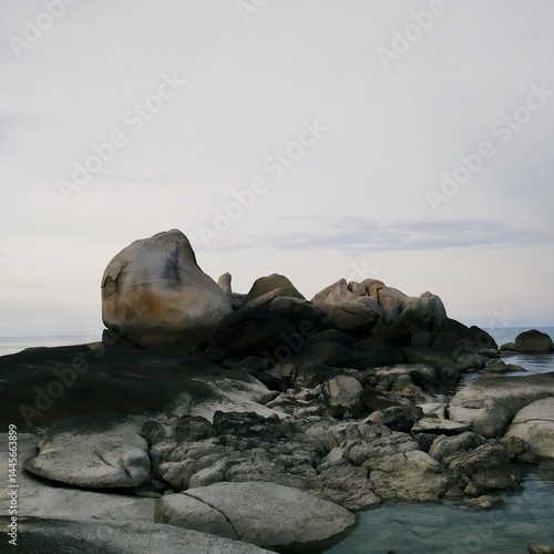 rocks wall on the beach