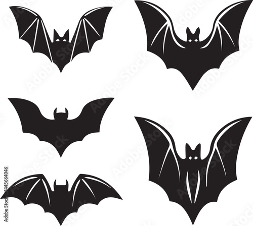 halloween vector set, halloween bat silhouette vector set icon, halloween bat vector illustration