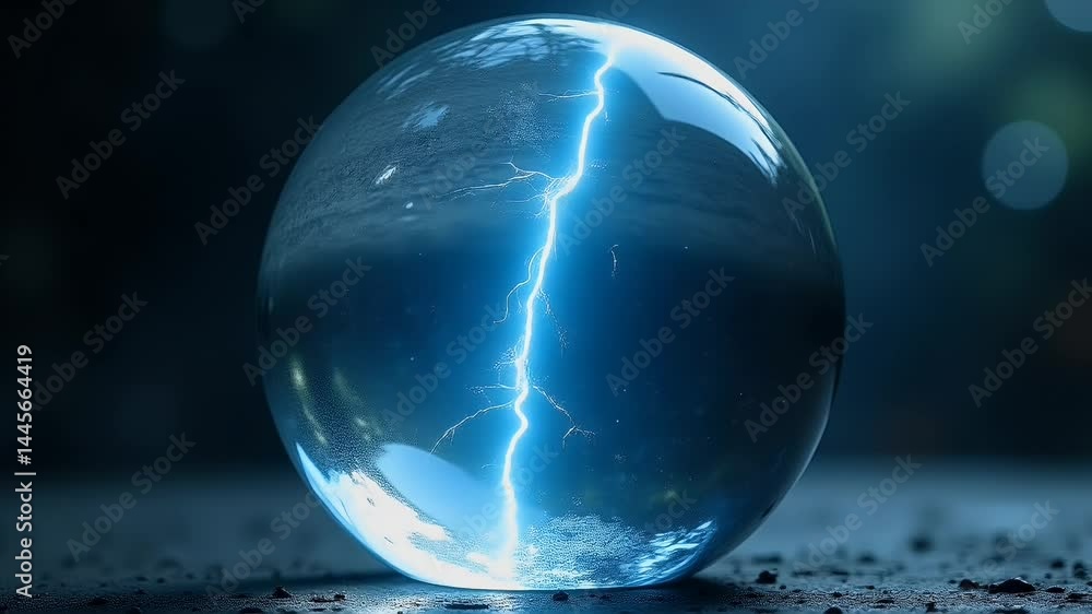 Abstract sphere with lightning bolt