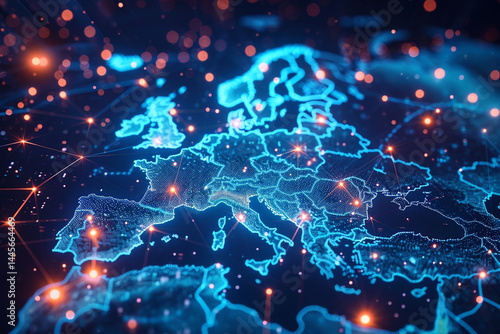 revolutionary 5G technology enables seamless global connectivity, transforming way businesses operate and facilitating interconnection of devices and networks across world, as depicted on Europe map  