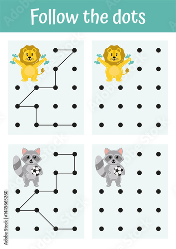 Preschool educational games, learning writing page. Handwriting, dot to dot page, activity for toddlers, kindergarten, homeschooling. Preschool educational game, learning writing page, logical games.