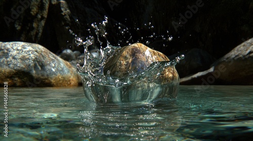 A rock causes water to splash creating an interesting display