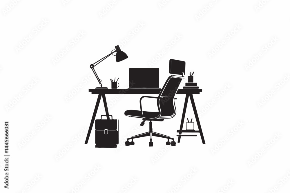 A Desk vector silhouette image made by adobe illustrator. A Desk vector silhouette image made by adobe illustrator.