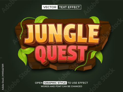 jungle quest editable text, font effect, 3d text for title