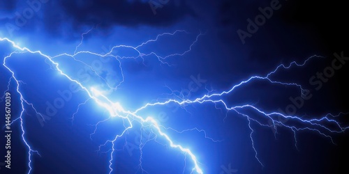 Wallpaper Mural Dramatic Blue Lightning Bolts Flashing Across Night Sky Torontodigital.ca