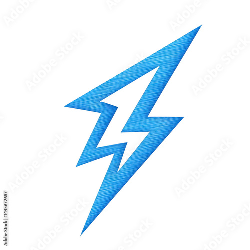 Free Download Stylized blue lightning bolt symbol with textured appearance, set against transparent background, conveys energy and power - GFXLoad