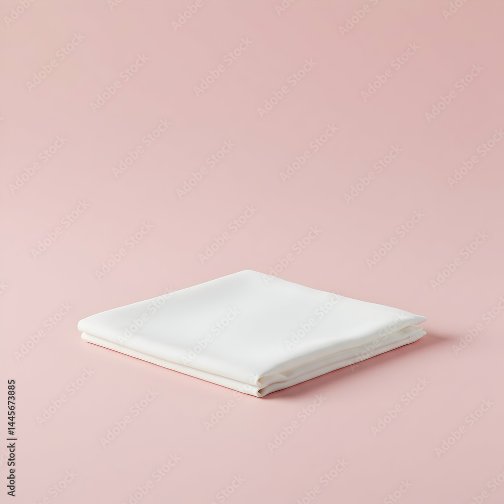 Blank white folded fabric mockup on pink background design presentation branding template copy space textile Blank white folded fabric mockup on pink background design presentation branding template copy space textile