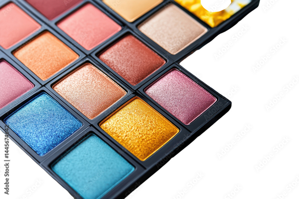Vibrant eyeshadow palette showcasing rich pigmented colors with gold blue and pink shades perfect Vibrant eyeshadow palette showcasing rich pigmented colors with gold blue and pink shades perfect