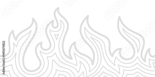 Fire Background. flame Background. doodle fire background. Flame Seamless Pattern. Background with fire lines. Outline of flames background. Continuous fire line design. Flame outline background.