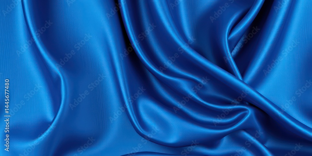 Obraz premium Luxurious Deep Blue Satin Fabric Draped in Elegant Folds for Design Inspiration