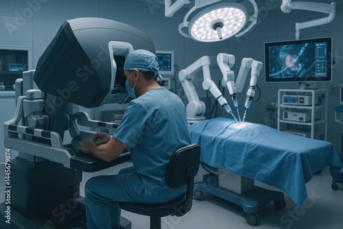 Surgeon operating robotic surgical system in advanced operating room