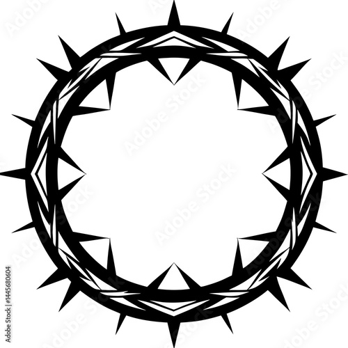 Detailed silhouette of a circular crown made of sharp thorns