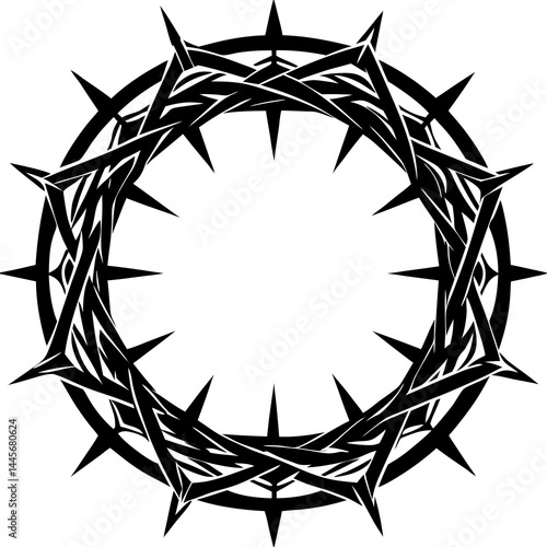 Detailed silhouette of a circular crown made of sharp thorns