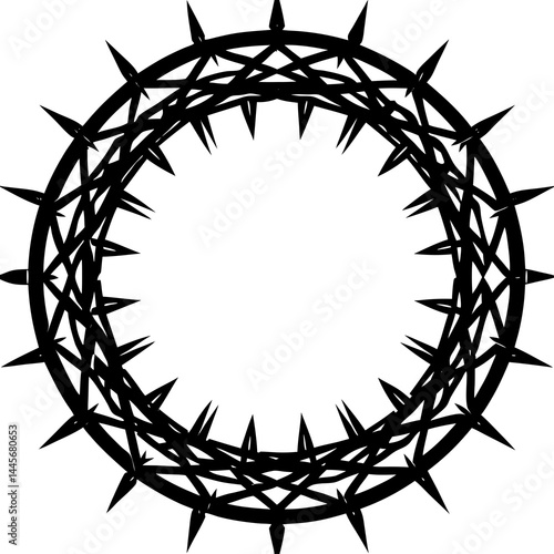 Detailed silhouette of a circular crown made of sharp thorns