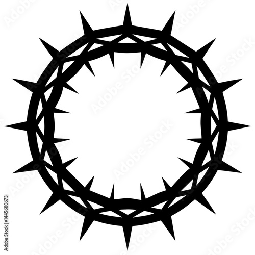 Detailed silhouette of a circular crown made of sharp thorns
