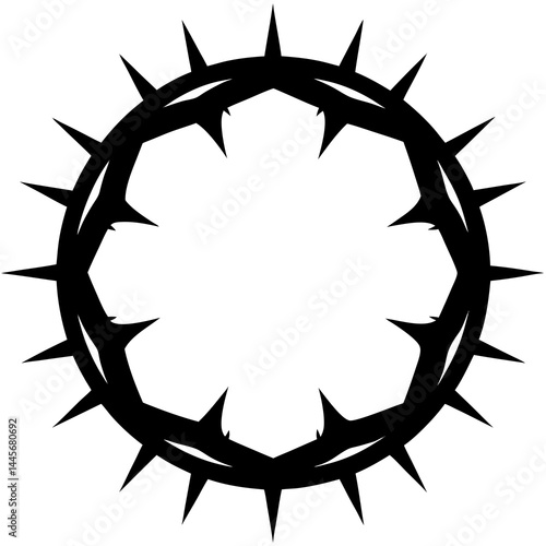 Detailed silhouette of a circular crown made of sharp thorns