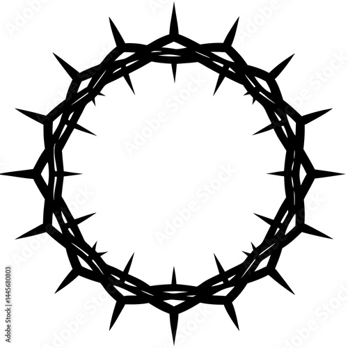 Detailed silhouette of a circular crown made of sharp thorns