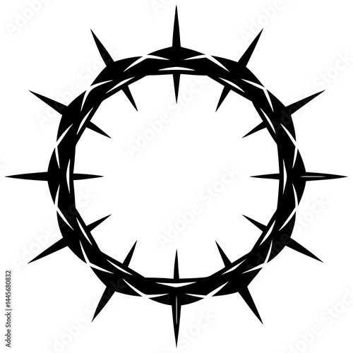 Detailed silhouette of a circular crown made of sharp thorns
