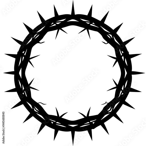 Detailed silhouette of a circular crown made of sharp thorns