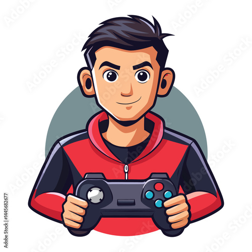 Gamer with console Vector 