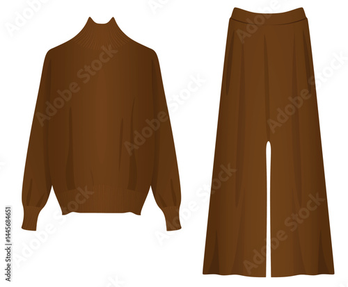 Roll neck t shirt and pants. vector