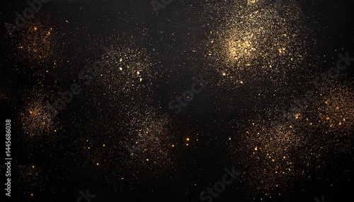  Black background with gold flecks, distressed black wall.