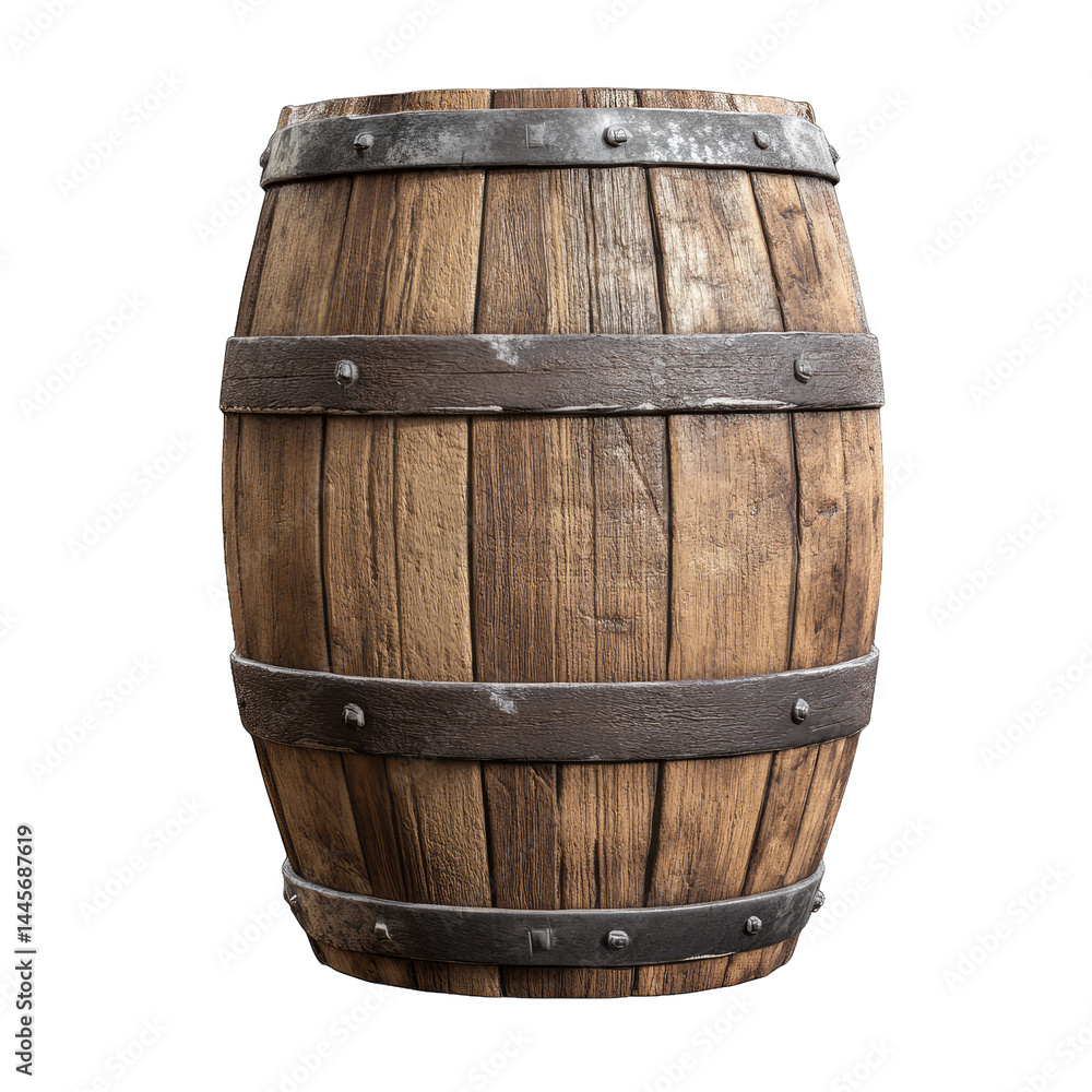 Fototapeta premium wooden barrel crafted with precision, showcasing rustic charm and durability