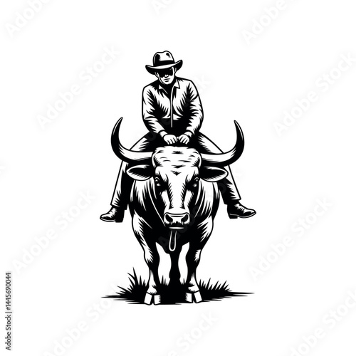 A black vector illustration depicts an ancient Viking warrior head with a horned helmet, a powerful symbol