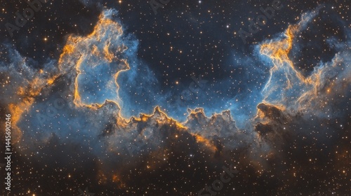 A Beautiful Cosmic Nebula Displaying Vivid Colors Amongst Tiny Stars