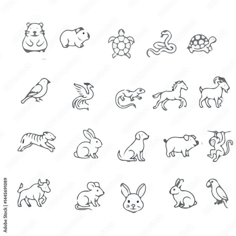 Pets line icon set Pets line icon set