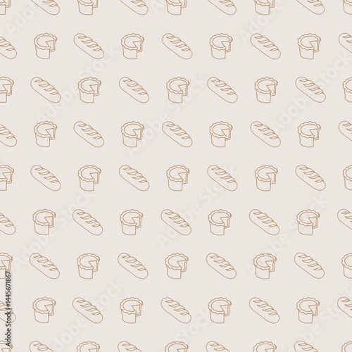 Seamless pattern on the theme of baking and bakery in a minimalist style, for creating packaging, greeting cards, websites and for printing on textiles
