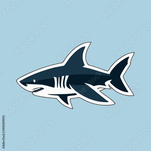 Dynamic shark mascot logo with bold features and energetic aquatic design
