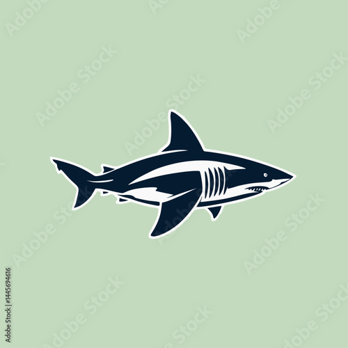 Minimalist shark emblem with clean lines and contemporary oceanic theme