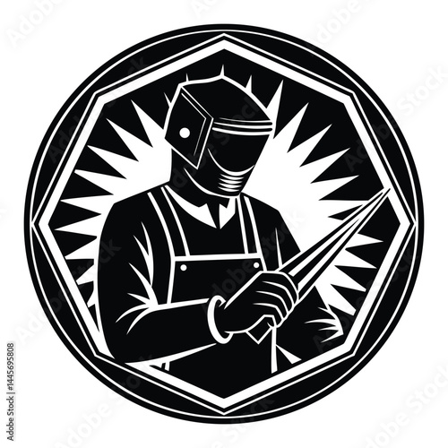 silhouette of welder welding vector