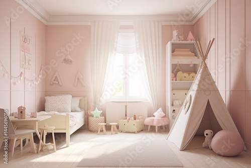 Sunlit Dreams: A Cozy Pink Haven for Little Ones.