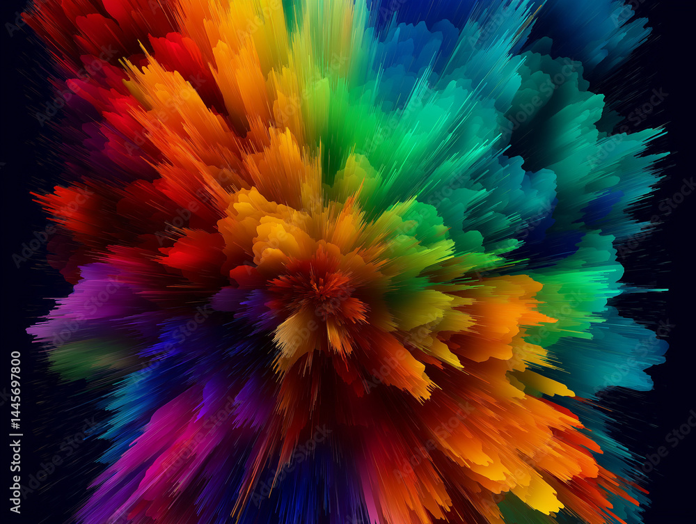 vibrant and dynamic representation of color and energy, reminiscent of the LGBTQ+ Pride themes. 