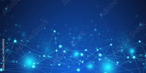 Abstract technology background with connecting dots and lines. Global network connection, digital technology and communication concept.