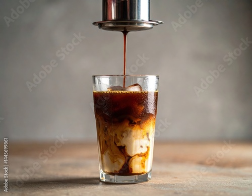 Wallpaper Mural Iced Coffee Pouring Into Glass With Ice Cubes Torontodigital.ca