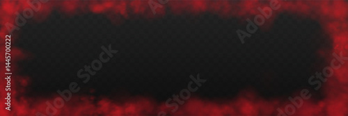 Realistic red smoke or haze frame, overlay effect on a transparent background. Hot fire and flame, magic fog, vapor. Abstract vector illustration