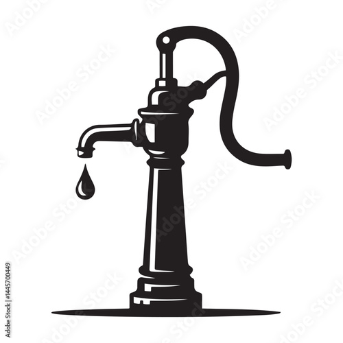 Water pump. Isolated on Vector Black silhouettes. with white background