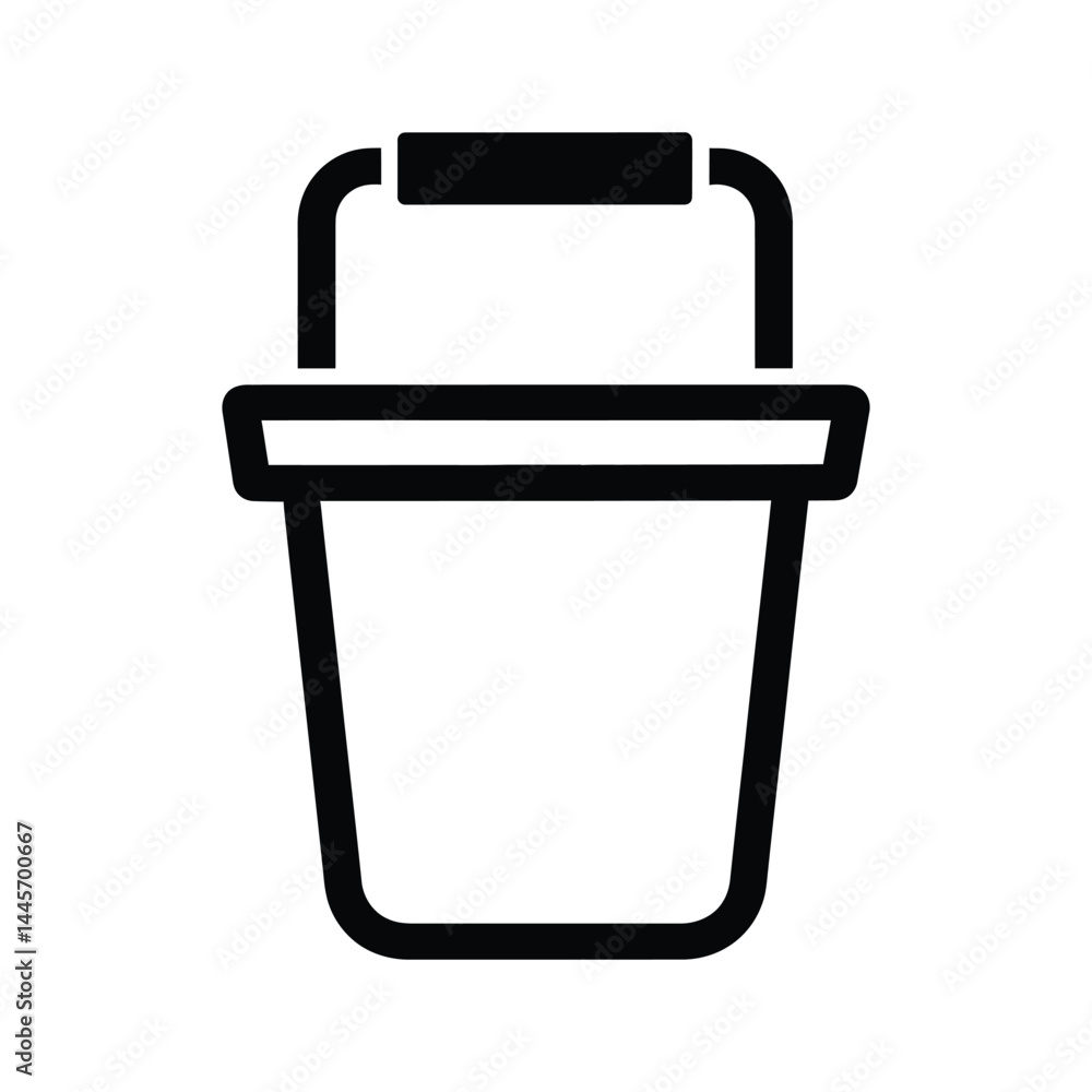 Bucket with a rounded white background. simple black silhouette Bucket with a rounded white background. simple black silhouette