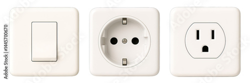 Wallpaper Mural Electric Switch and Power Outlets Set Isolated on Transparent Background, generative ai Torontodigital.ca