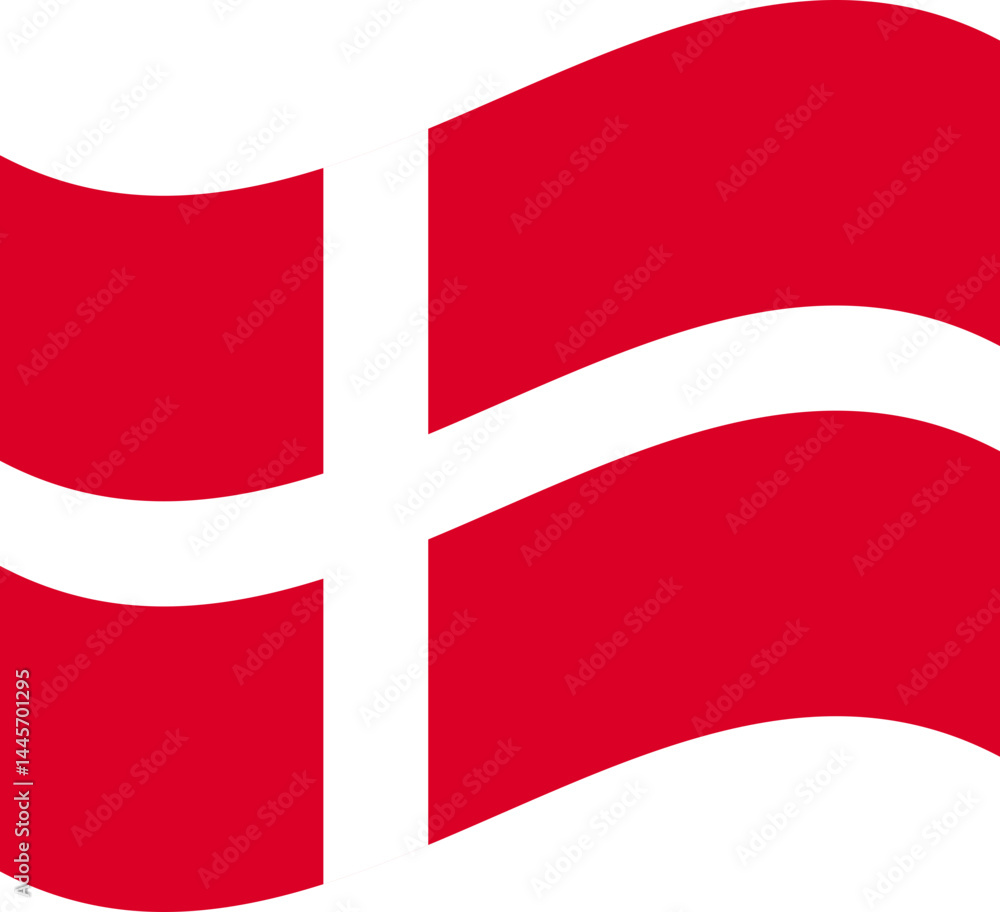 Fototapeta premium Waving Denmark flag icon red and white