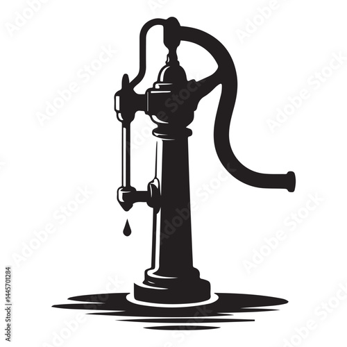 Water pump. Isolated on Vector Black silhouettes. with white background