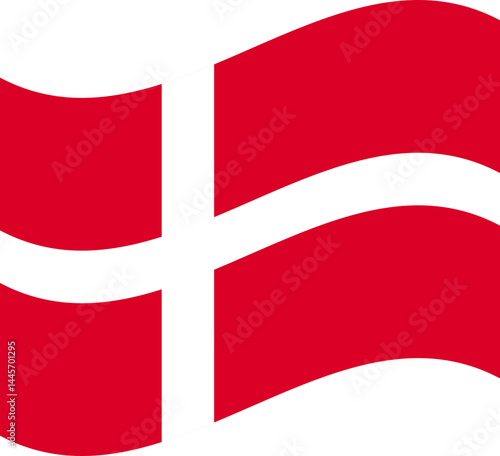 Waving Denmark flag icon red and white