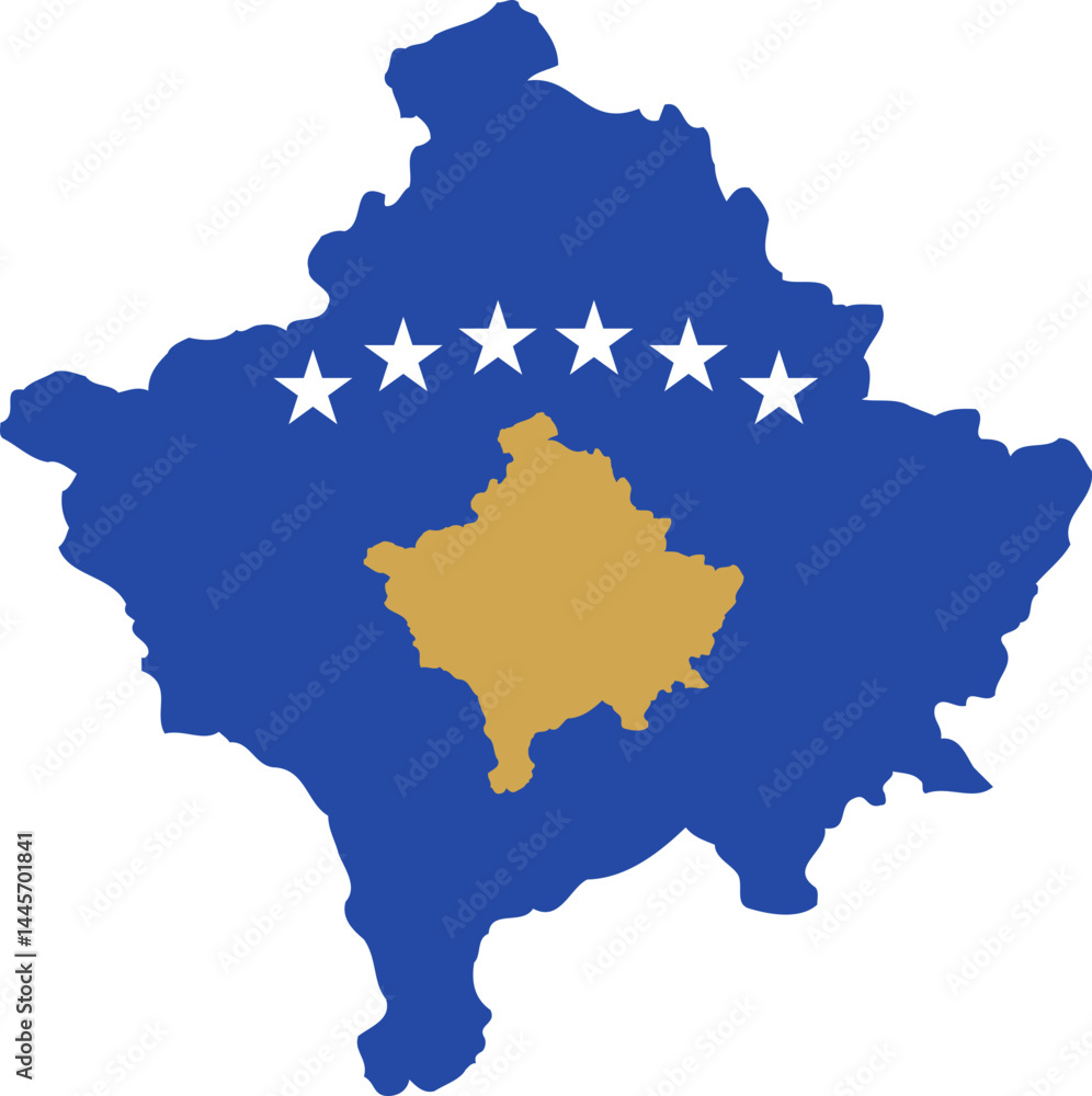 Fototapeta premium Kosovo map silhouette with national symbols