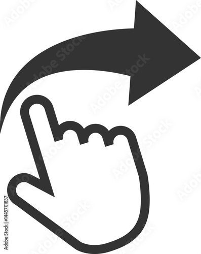 Right swipe gesture symbol with hand