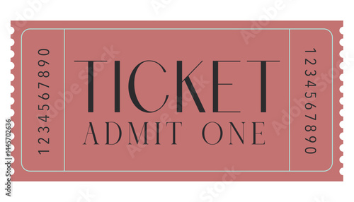 Admit one ticket, Vintage red ticket	